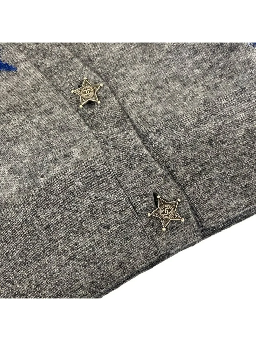 Chanel Cardigan S Dark Gray Blue